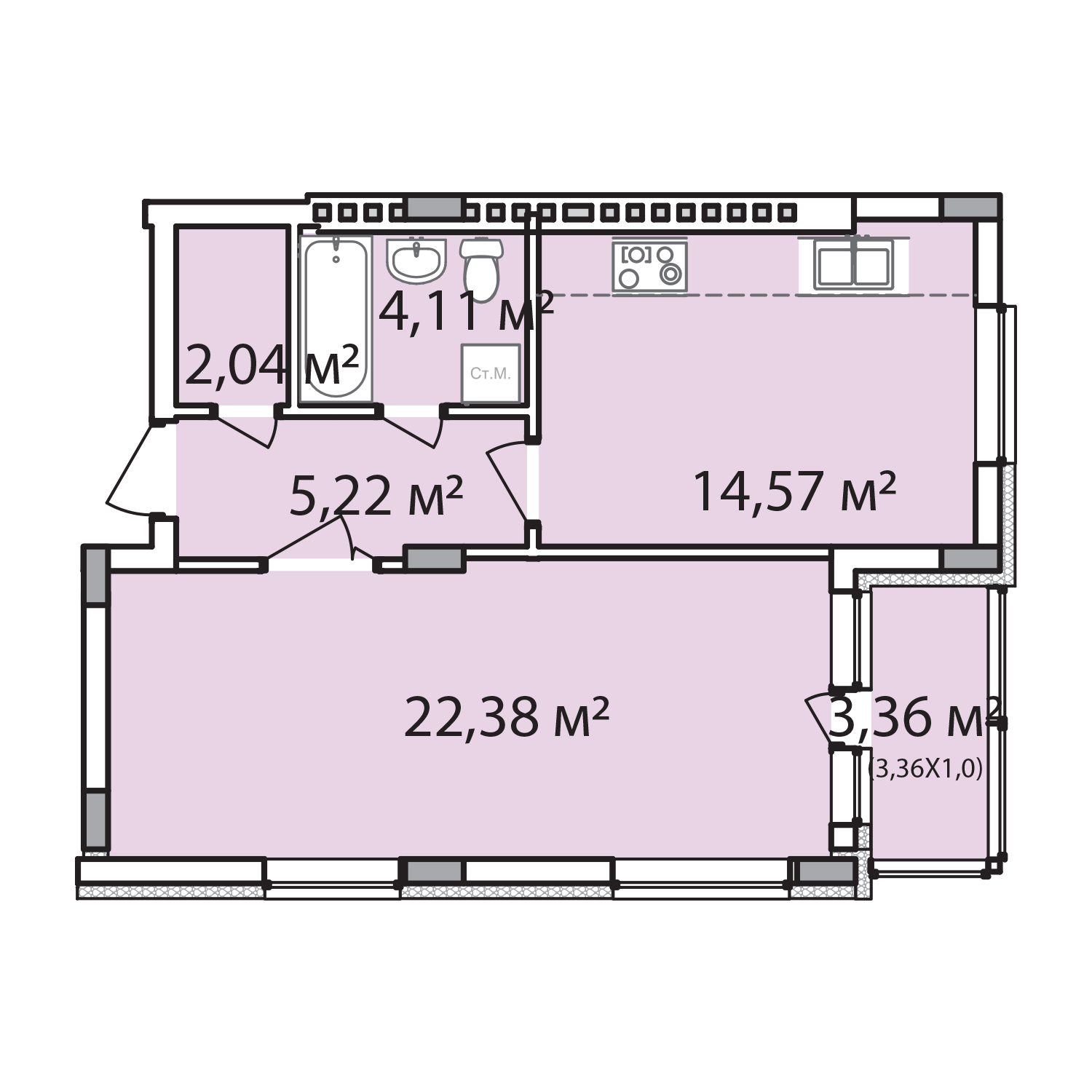 1-кімнатна 51.68 м² в ЖК Лавандовий від 33 000 грн/м², м. Бровари
