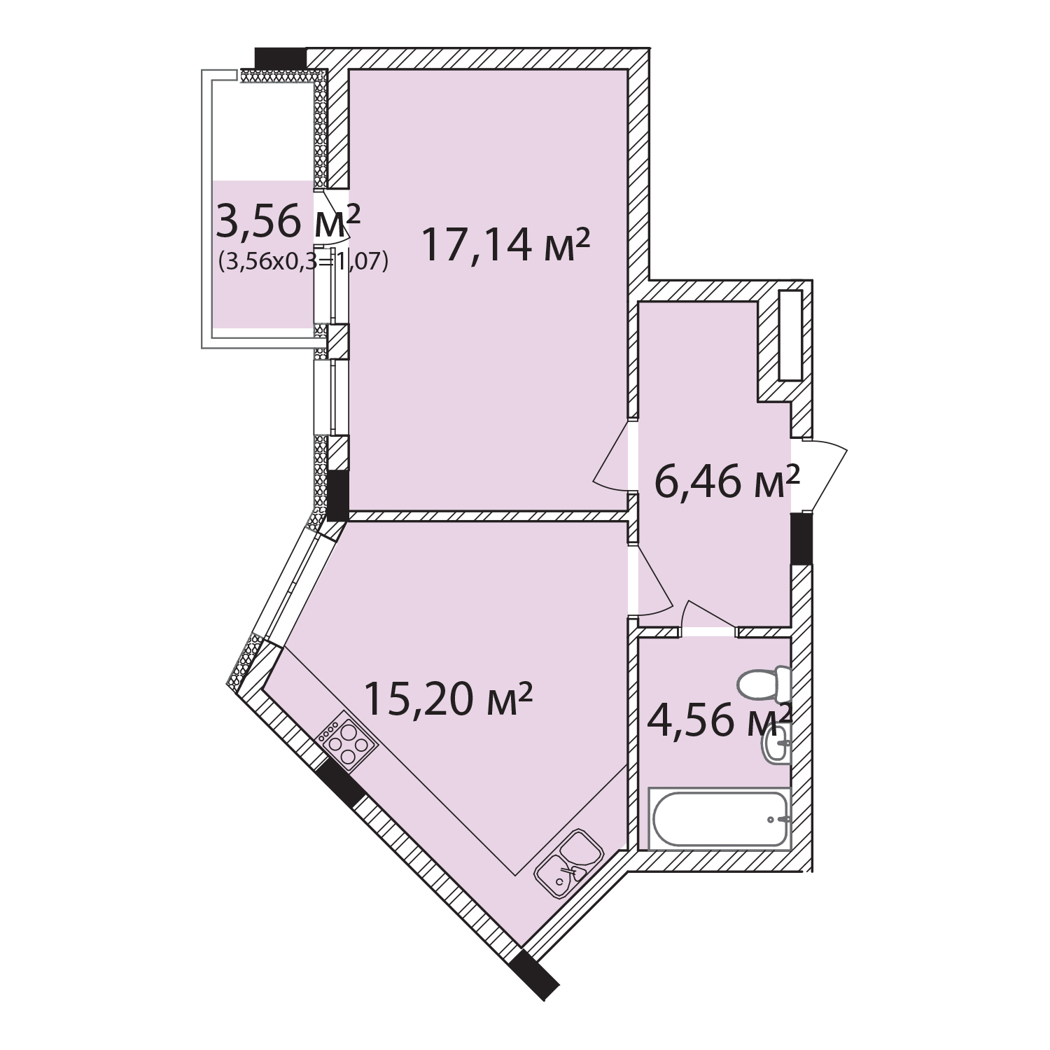 1-кімнатна 44.43 м² в ЖК Лавандовий від 17 300 грн/м², м. Бровари