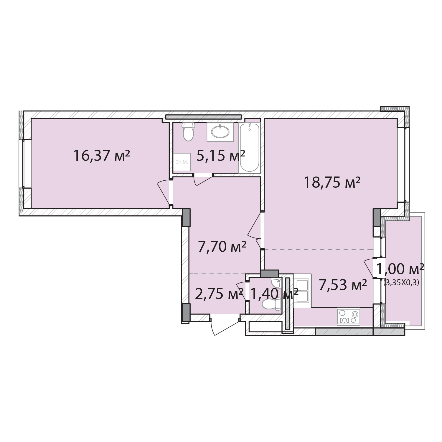 2-кімнатна 60.65 м² в ЖК Лавандовий від 21 379 грн/м², м. Бровари
