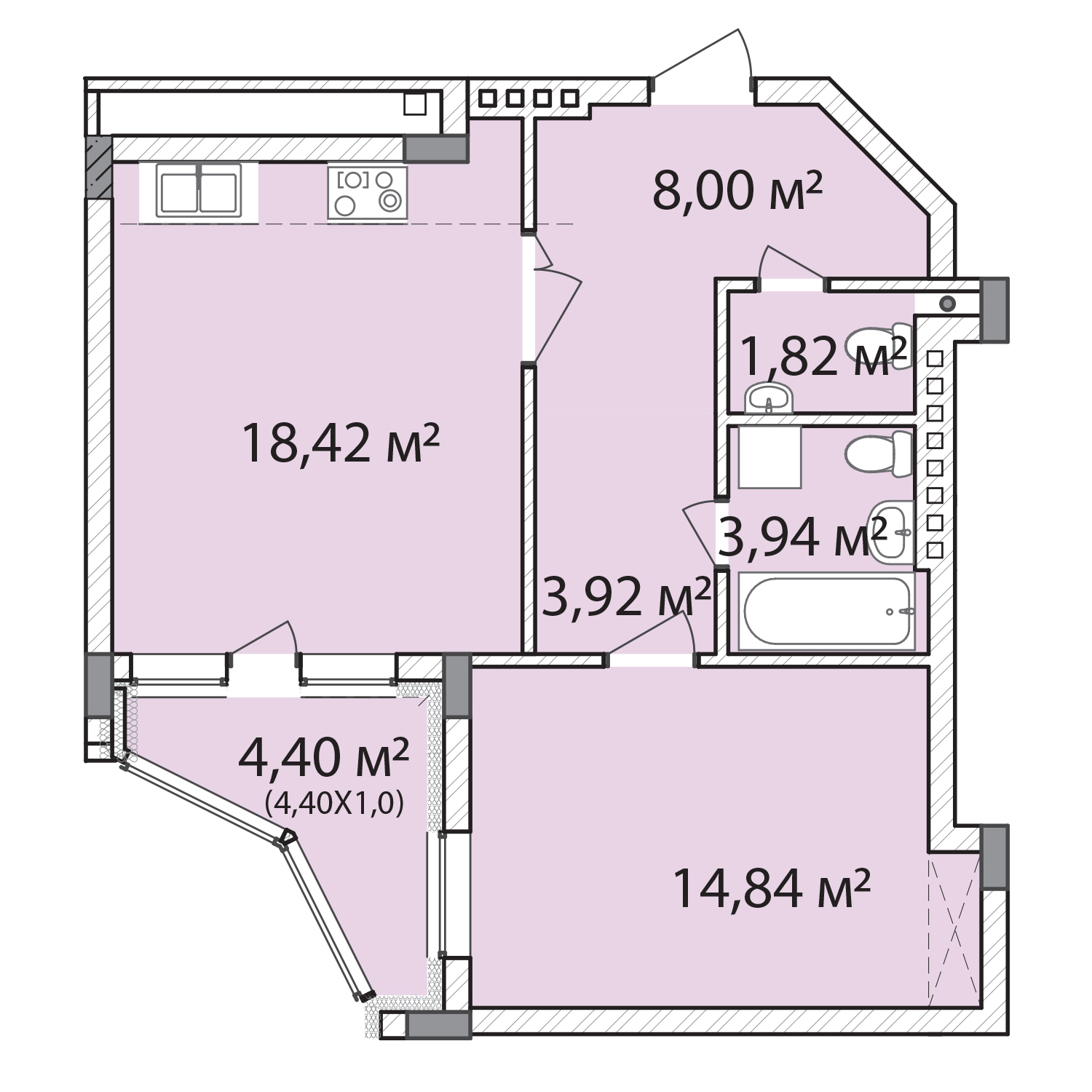 2-кімнатна 54.6 м² в ЖК Лавандовий від 21 379 грн/м², м. Бровари