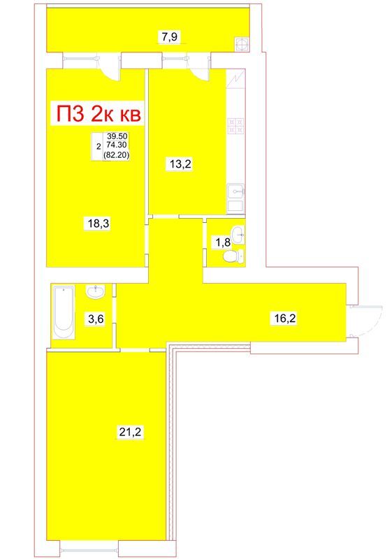 2-комнатная 82.2 м² в ЖК Мрія от 19 500 грн/м², г. Белая Церковь