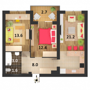 2-комнатная 62.5 м² в ЖК Столичный от 18 000 грн/м², г. Васильков