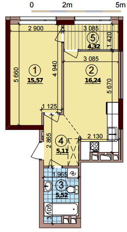 1-комнатная 46.76 м² в ЖК Варшавский Плюс от 18 950 грн/м², Киев