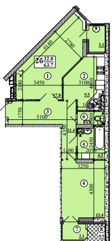 2-комнатная 63.7 м² в КД на ул. Дмитриевская, 60/19 от 35 000 грн/м², Киев