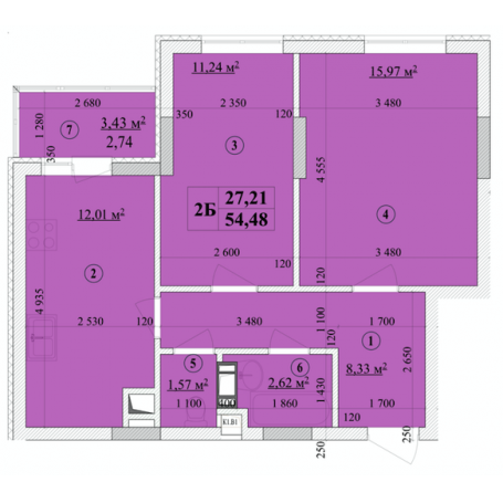 2-кімнатна 54.48 м² в ЖК Будинок на Волошина від 21 000 грн/м², Київ