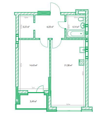 1-кімнатна 49.6 м² в ЖК Garden City Residence від 51 900 грн/м², Київ