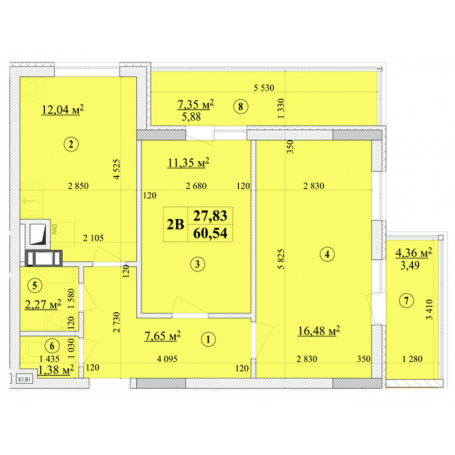 2-комнатная 60.54 м² в ЖК Дом на Волошина от 27 400 грн/м², Киев