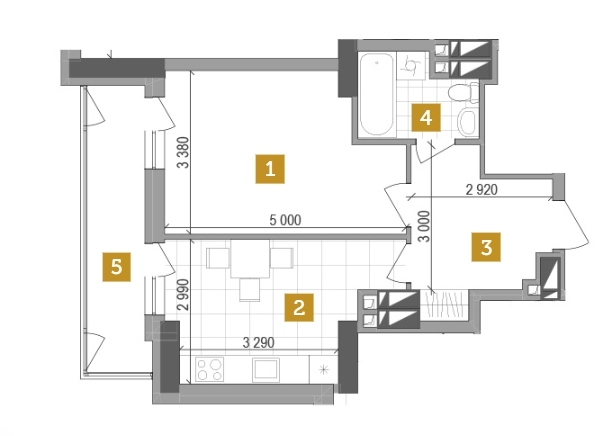 1-комнатная 44.7 м² в ЖК West House от 34 600 грн/м², Киев