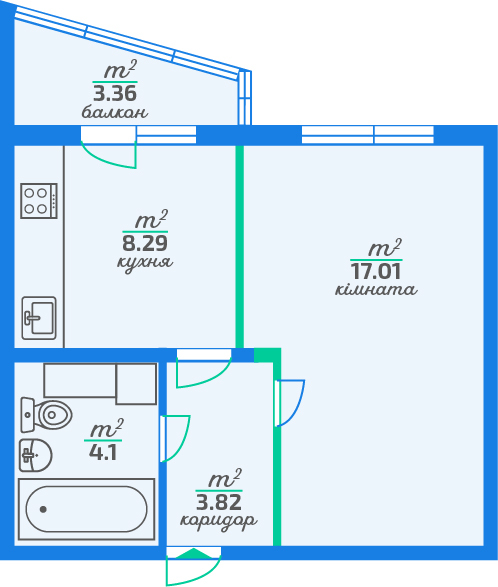 1-комнатная 36.59 м² в ЖК LaLaLand от 25 500 грн/м², Киев