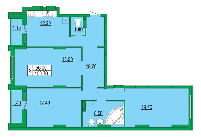 3-кімнатна 100.7 м² в ЖК Венеція від 33 800 грн/м², Київ