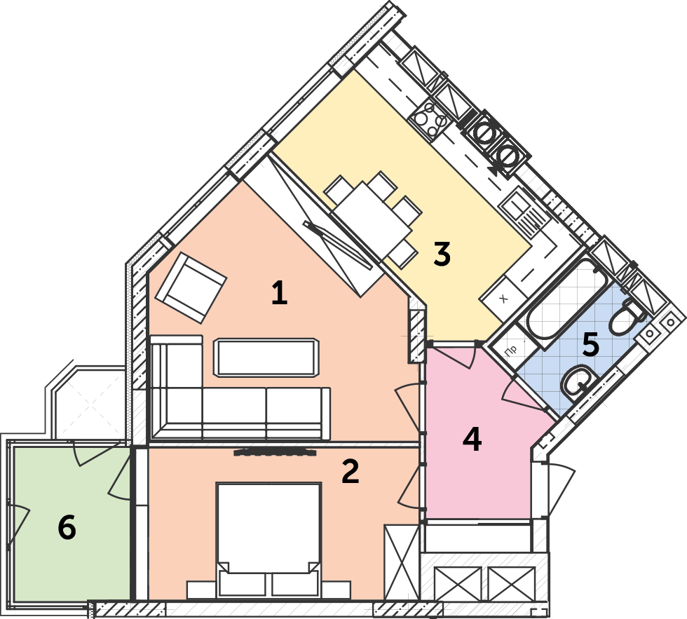 2-комнатная 55.11 м² в ЖК Лесная сказка от застройщика, Киев