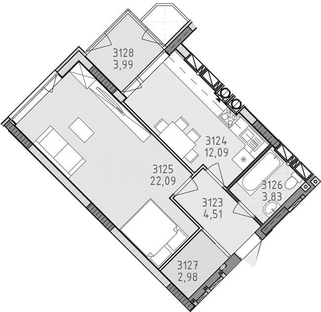 1-кімнатна 47.5 м² в ЖК Лісова казка 2 від 31 000 грн/м², Київ