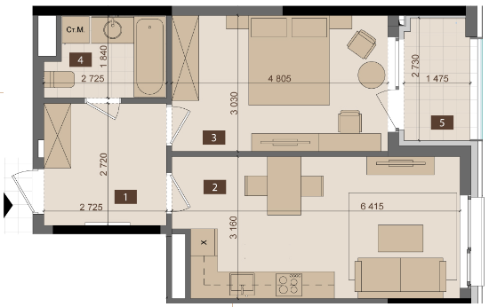 1-кімнатна 48.1 м² в ЖК Tetris Hall від 106 000 грн/м², Київ