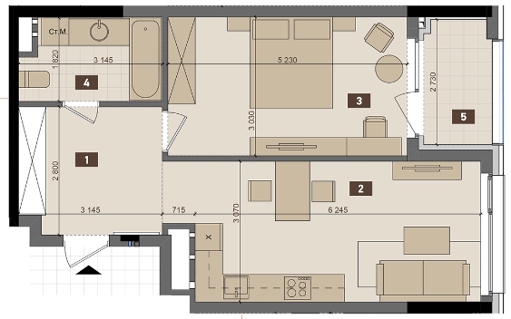 1-кімнатна 51.99 м² в ЖК Tetris Hall від 106 000 грн/м², Київ