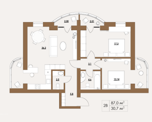 2-комнатная 87 м² в ЖК Комфорт Сити от 24 000 грн/м², Киев