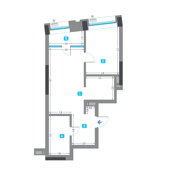 1-кімнатна 49.49 м² в ЖК Славутич від 27 800 грн/м², Київ