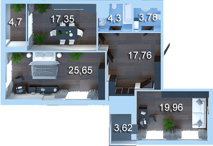 2-комнатная 92.02 м² в ЖК Новопечерська Вежа от 42 406 грн/м², Киев