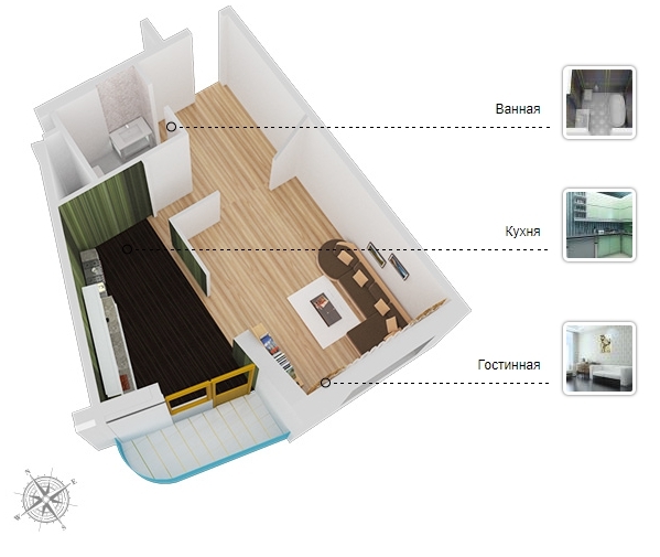 1-комнатная 47.9 м² в ЖК Парк Стоун от 28 800 грн/м², Киев