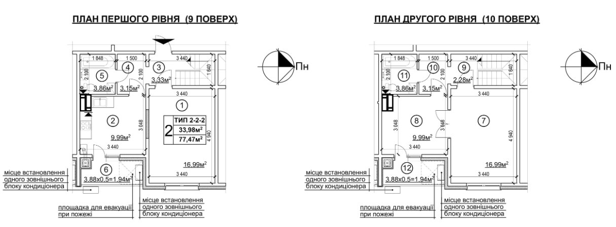 2-кімнатна 77.47 м² в ЖК Квартал Тарасівський від 11 470 грн/м², с. Тарасівка