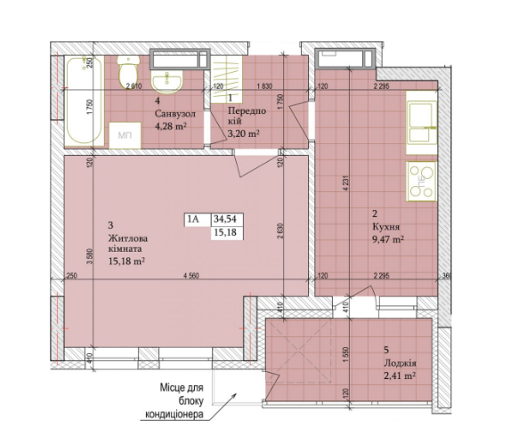 1-кімнатна 34.54 м² в ЖК Дніпровська Мрія від 25 000 грн/м², Київ