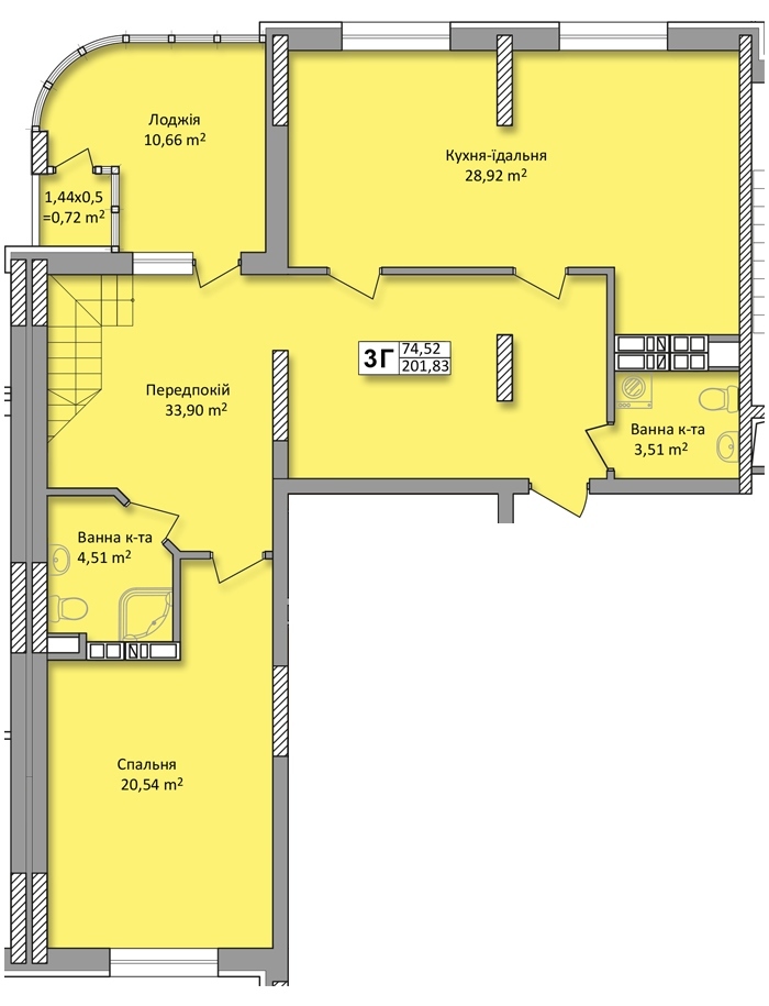 Двухуровневая 201.83 м² в ЖК по ул. Ю. Кондратюка от 21 500 грн/м², Киев