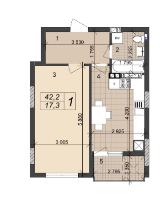 1-комнатная 42.2 м² в ЖК на ул. Врубеля, 42А от 15 000 грн/м², Львов