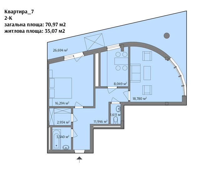 2-комнатная 70.97 м² в ЖК на ул. Варшавская, 201А от 23 750 грн/м², Львов