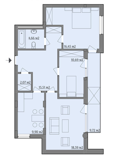 3-комнатная 80.79 м² в ЖК на ул. Варшавская, 201А от 20 850 грн/м², Львов