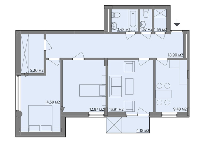 3-кімнатна 83.96 м² в ЖК на вул. Варшавська, 201А від 20 850 грн/м², Львів