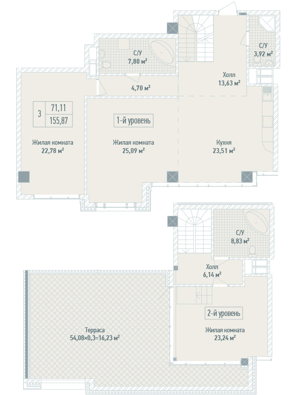 3-кімнатна 155.87 м² в ЖК Бульвар Фонтанів від 71 280 грн/м², Київ