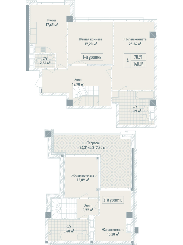 4-комнатная 140.04 м² в ЖК Бульвар Фонтанов от 71 280 грн/м², Киев