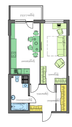 1-кімнатна 53.5 м² в ЖК Home and Park Comfort House від 14 750 грн/м², м. Бориспіль