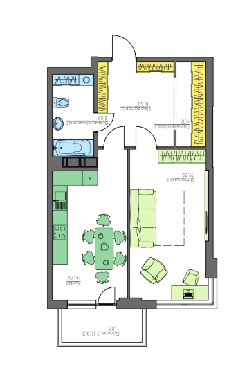 1-комнатная 57.84 м² в ЖК Home and Park Comfort House от 13 550 грн/м², г. Борисполь