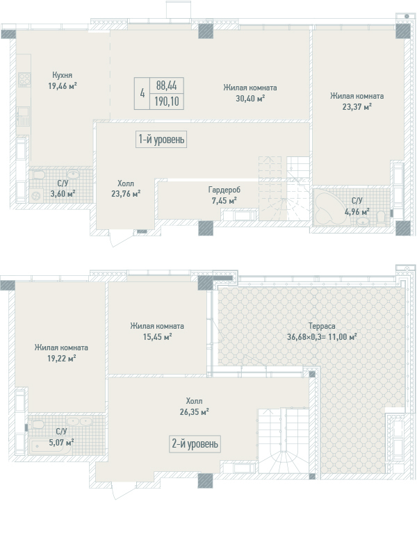 4-кімнатна 190.1 м² в ЖК Бульвар Фонтанів від 71 280 грн/м², Київ