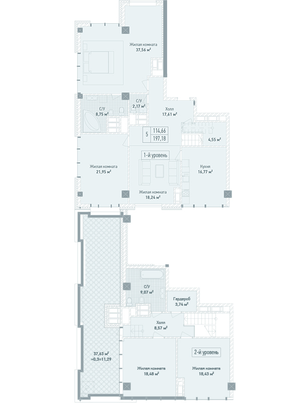 5+ кімнат 197.18 м² в ЖК Бульвар Фонтанів від 71 280 грн/м², Київ