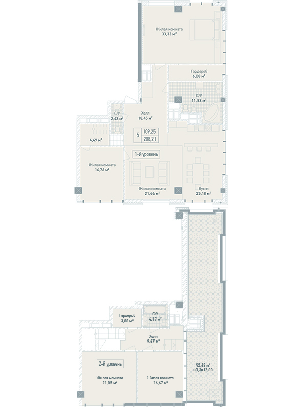 5+ комнат 208.21 м² в ЖК Бульвар Фонтанов от 71 280 грн/м², Киев