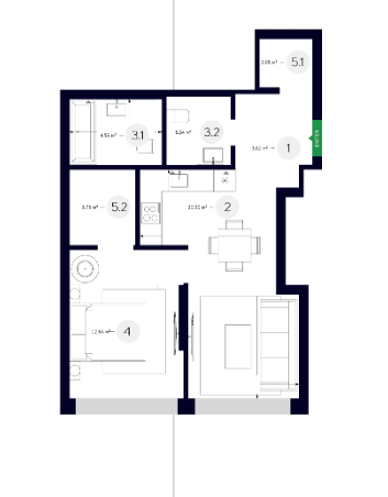 1-комнатная 50.39 м² в ЖК White Lines от 48 650 грн/м², Киев