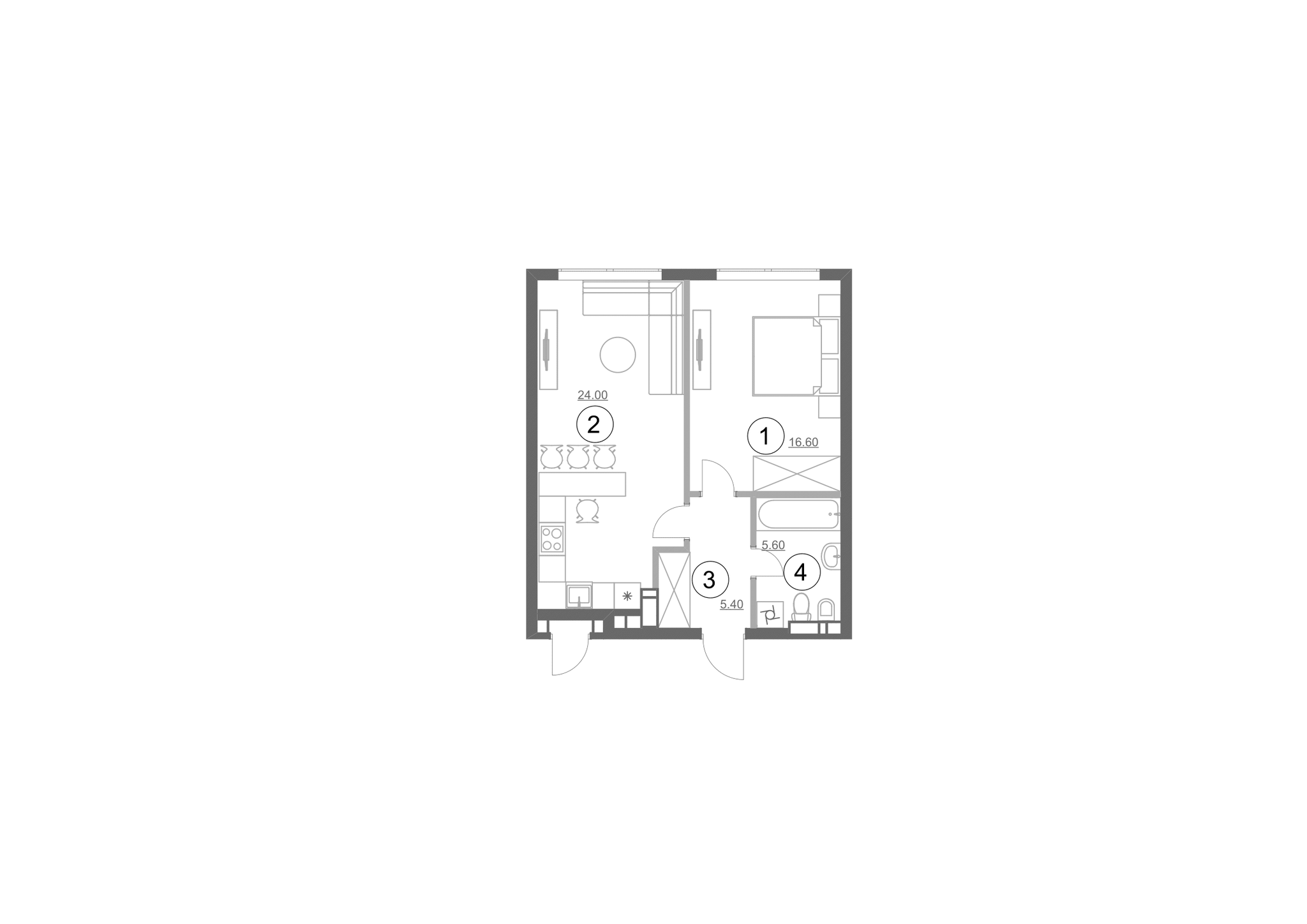 1-комнатная 51.6 м² в ЖК Greenville Park от 51 900 грн/м², Киев