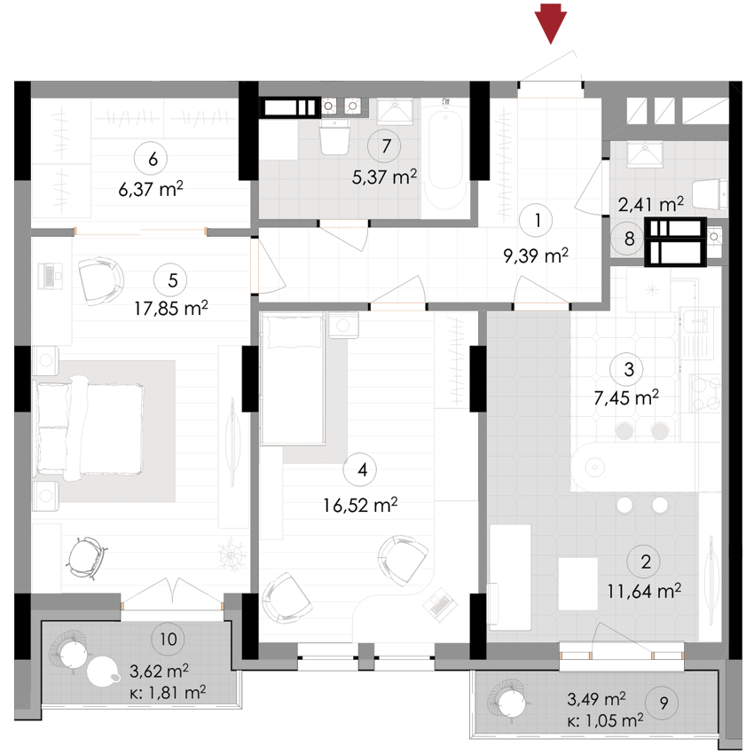 2-кімнатна 79.86 м² в ЖК Подол Град Vintage від 37 800 грн/м², Київ