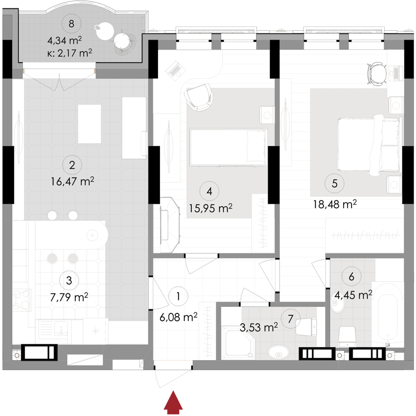 2-кімнатна 74.92 м² в ЖК Подол Град Vintage від 37 800 грн/м², Київ