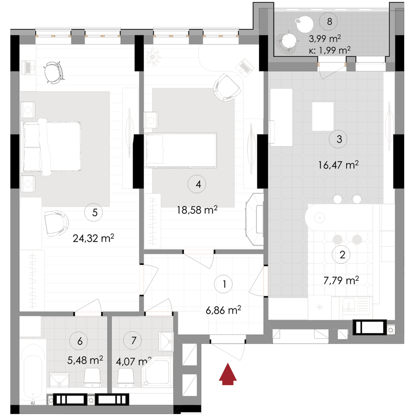 2-кімнатна 85.56 м² в ЖК Подол Град Vintage від 37 800 грн/м², Київ