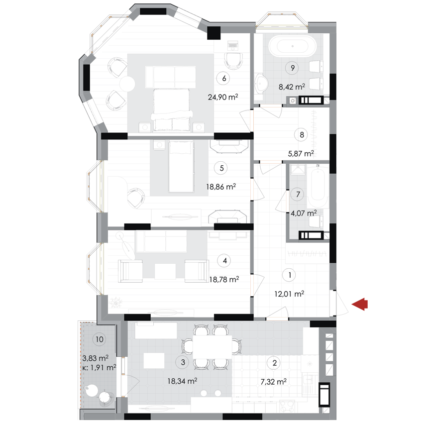 3-комнатная 120.48 м² в ЖК Подол Град Vintage от 37 800 грн/м², Киев