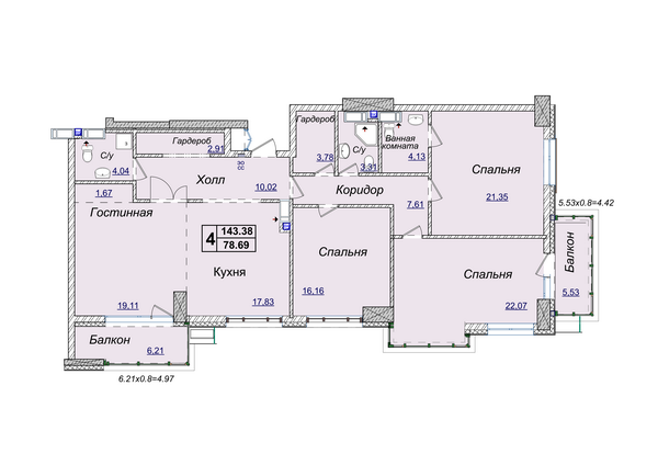 4-комнатная 143.38 м² в ЖК Новопечерские Липки от 34 390 грн/м², Киев