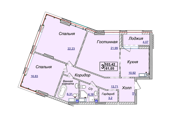3-комнатная 103.42 м² в ЖК Новопечерские Липки от 34 390 грн/м², Киев
