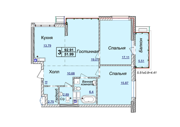 3-кімнатна 92.91 м² в ЖК Новопечерські Липки від 34 390 грн/м², Київ