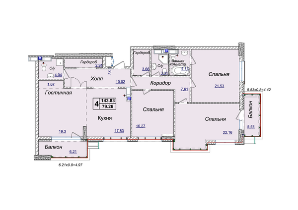 4-комнатная 143.83 м² в ЖК Новопечерские Липки от 34 390 грн/м², Киев