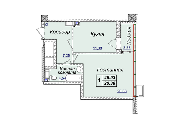 1-комнатная 46.93 м² в ЖК Новопечерские Липки от застройщика, Киев