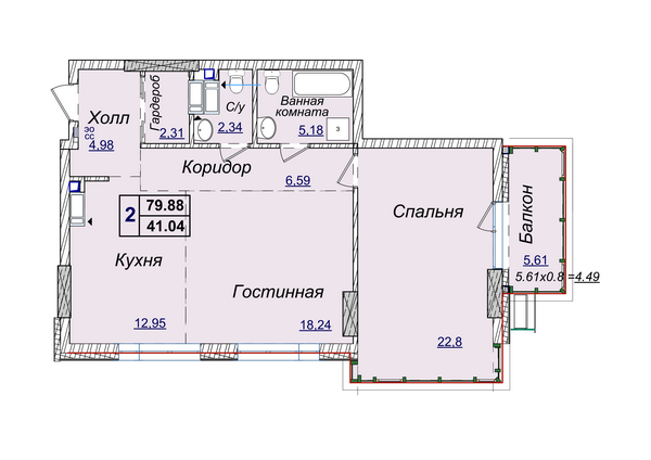 2-комнатная 79.88 м² в ЖК Новопечерские Липки от застройщика, Киев