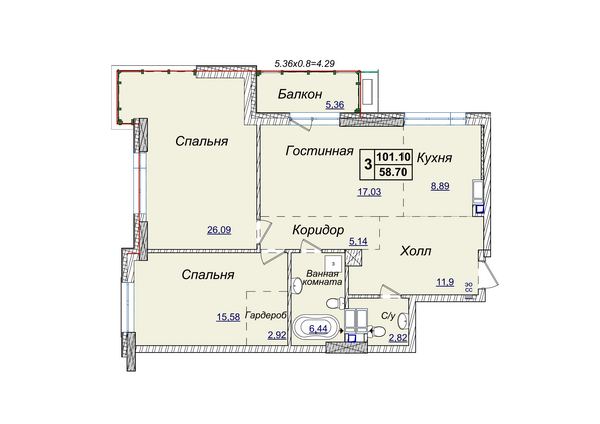 3-комнатная 101.1 м² в ЖК Новопечерские Липки от 34 390 грн/м², Киев