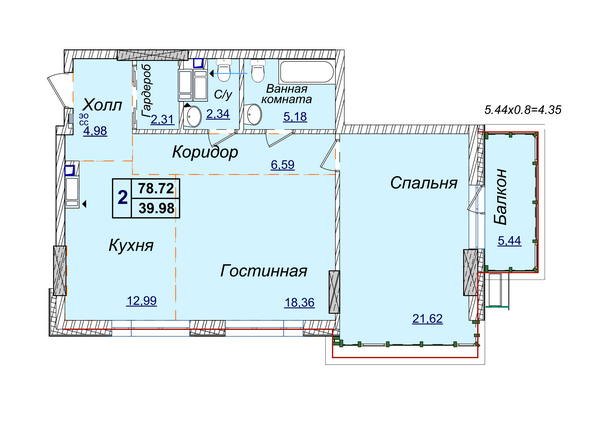 2-комнатная 78.72 м² в ЖК Новопечерские Липки от застройщика, Киев